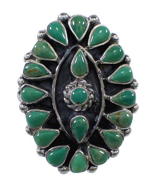 Authentic Sterling Silver Turquoise Needlepoint Ring Size 7-1/2 FX92802